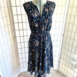 Ann Taylor Navy Floral Midi Dress